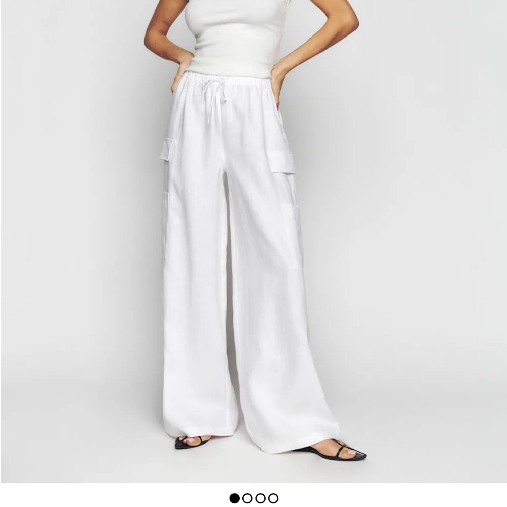 Reformation Ethan Linen Pant White - Size M